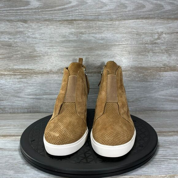 Linea Paolo Women’s Felicia Tan Suede Platform Wedge Sneaker Bootie Size 8.5 - Picture 2 of 11